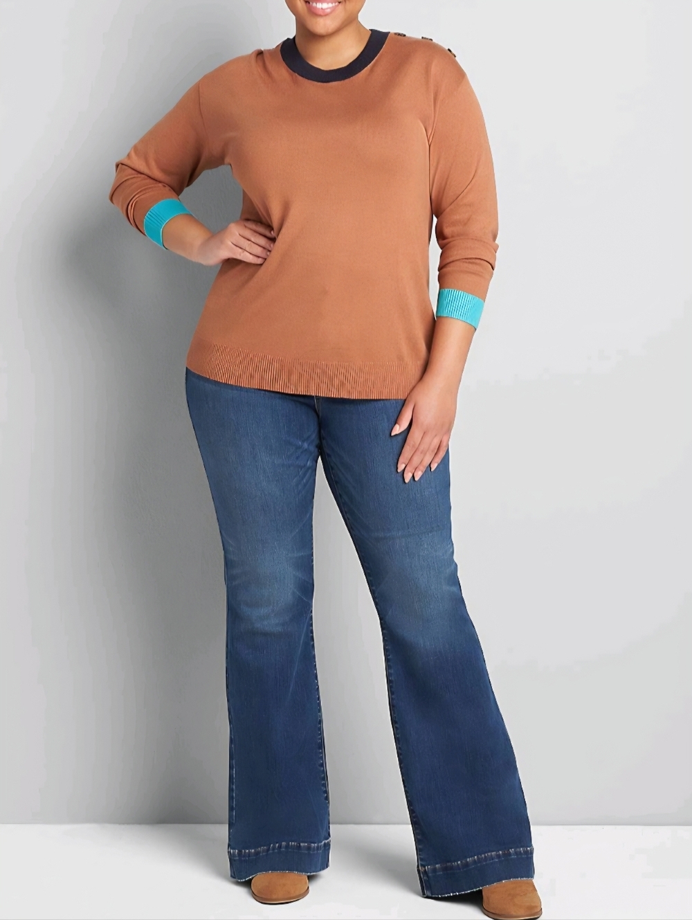 LANE BRYANT Flex Magic Signature Fit Mid-Rise Flare Denim Jeans Women's Size 16